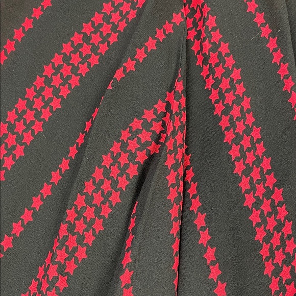NWT Saint Laurent Paris Deep V Skater Mini Dress Star Print Red Black Sz 34 - Picture 11 of 15
